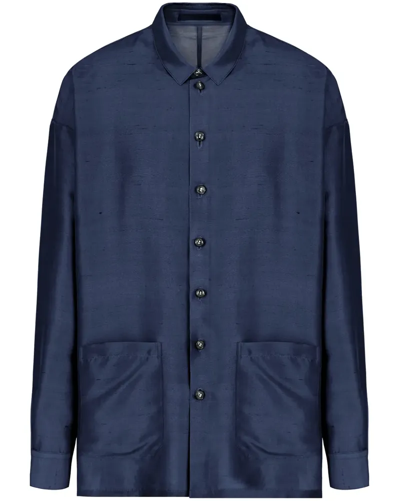 Giorgio Armani Hemdjacke aus Seide - Blau Blau