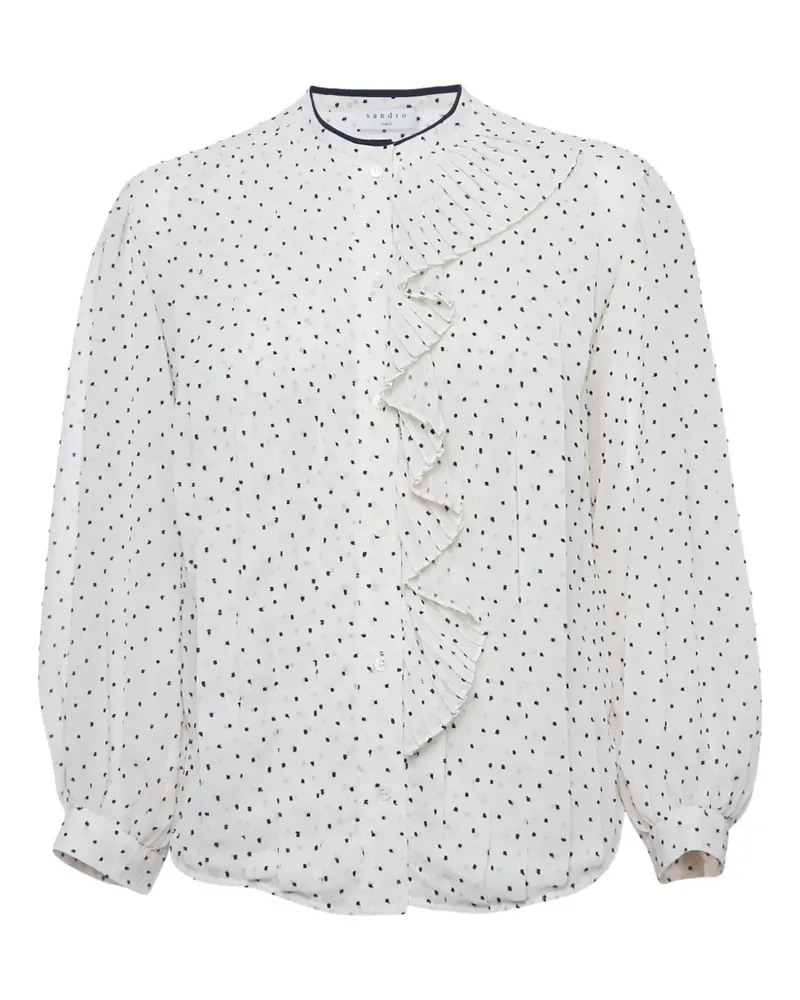Sandro swiss-dot pleated blouse - Weiß Weiß