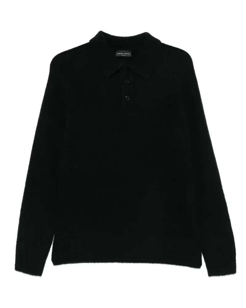 Roberto Collina Poloshirt mit Knöpfen - Schwarz Schwarz