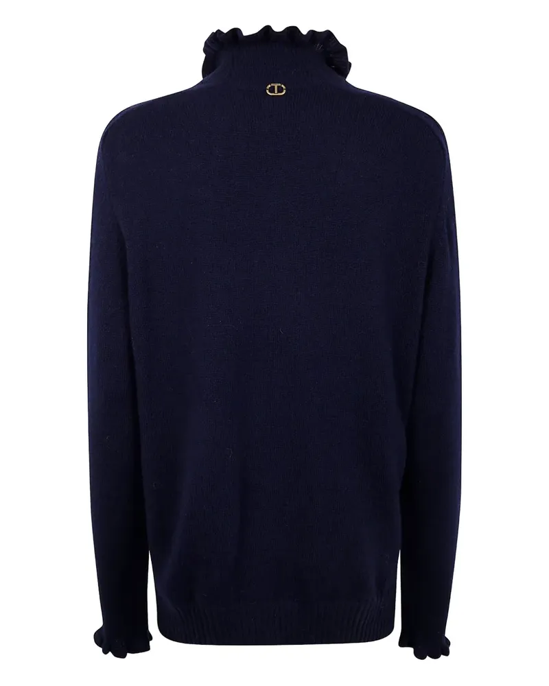 Twin-Set Stehkragen-Pullover mit Logo - Blau Blau