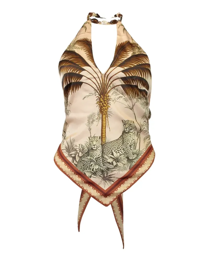 Retrofête Zaphira palm-print blouse - Nude Nude