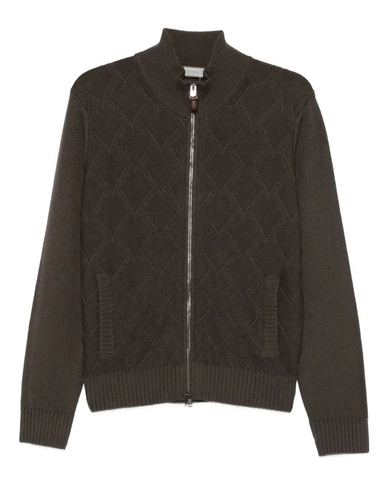 Canali Gesteppter Cardigan mit Reißverschluss - Braun Braun