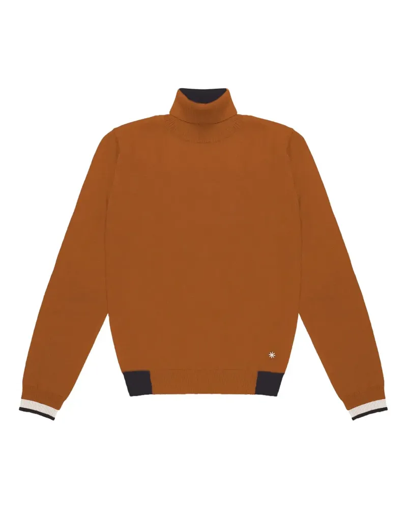 Manuel Ritz Rollkragenpullover mit geripptem Saum - Braun Braun