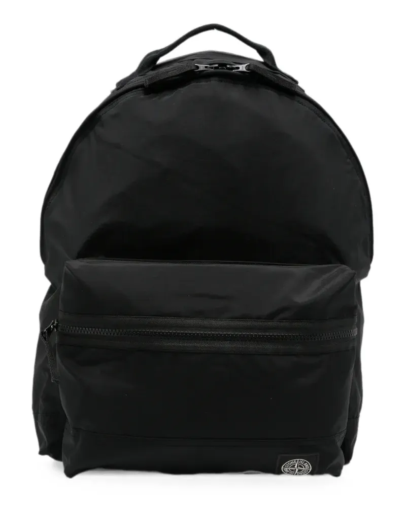 Stone Island logo-patch zip-fastening backpack - Schwarz Schwarz