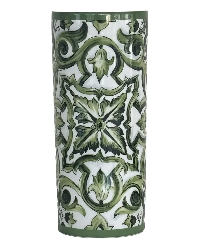 Dolce & Gabbana Gemusterte Majolica Vase (10cm x 23cm) - Grün Grün