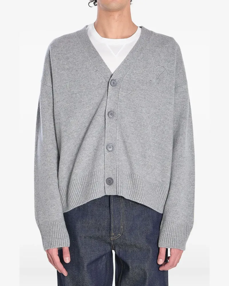 AMI Paris Cardigan mit Logo-Stickerei - Grau Grau