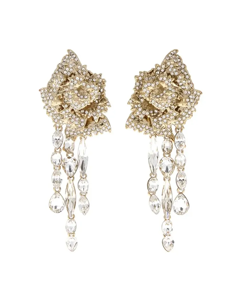 Alexander McQueen Ohrringe in Blumenform mit Kristallen - Gold Gold