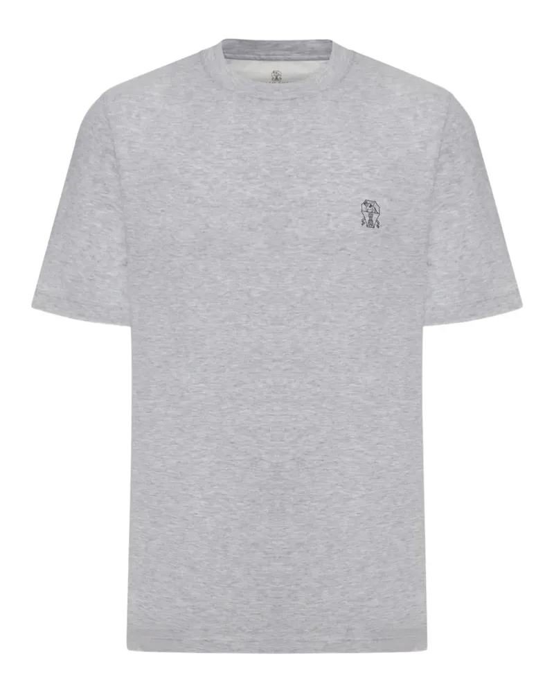 Brunello Cucinelli logo-embroidery T-shirt - Grau Grau
