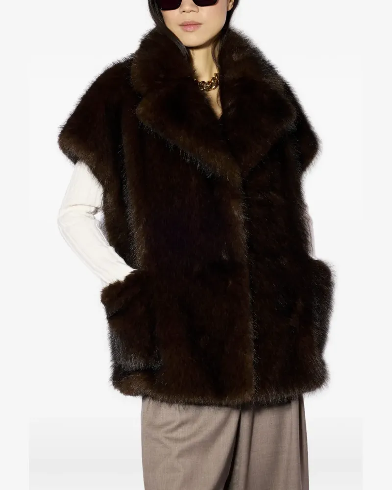 Liviana Conti faux-fur oversized coat - Braun Braun