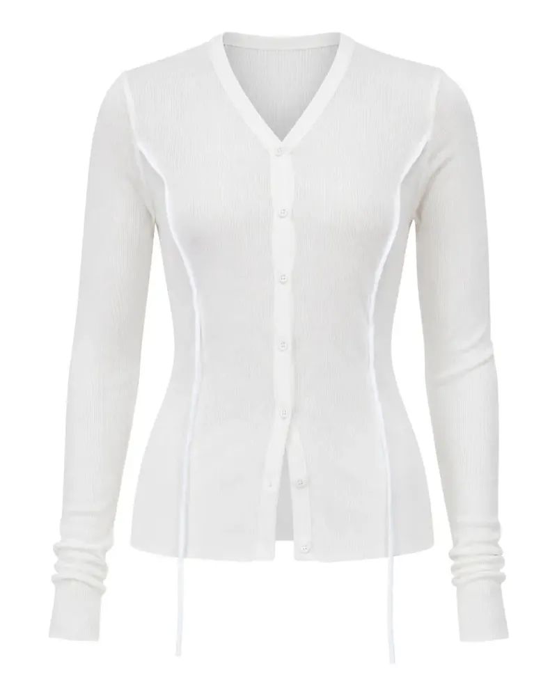 Masnada V-neck chiffon-insert cardigan - Weiß Weiß