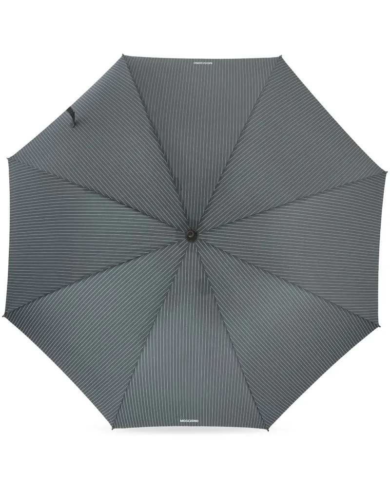 Moschino Gestreifter Regenschirm mit Schleife - Grau Grau