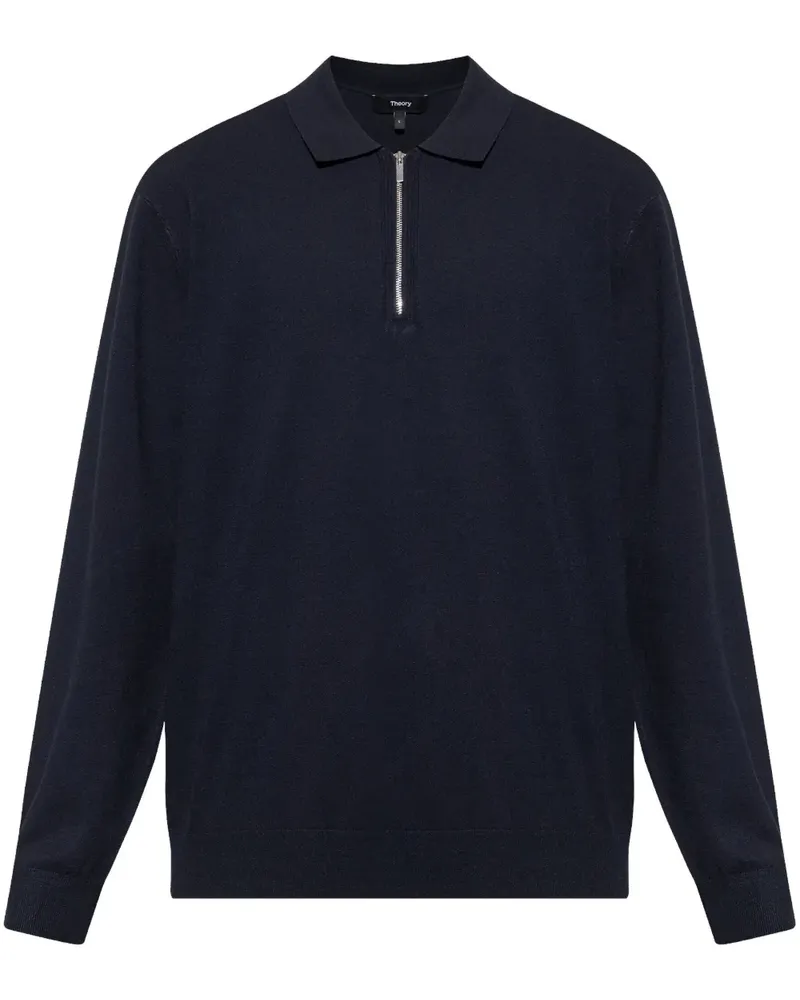 Theory Polo-Pullover mit Viertelreißverschluss - Blau Blau