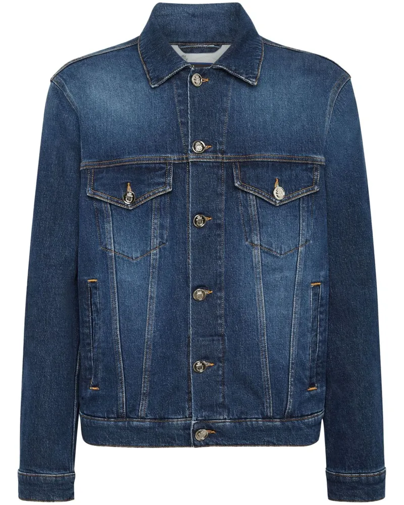 Billionaire Jeansjacke mit Logo-Applikation - Blau Blau