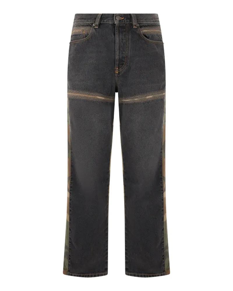 Diesel D-Mand camouflage-panelled straight-leg jeans - Schwarz Schwarz
