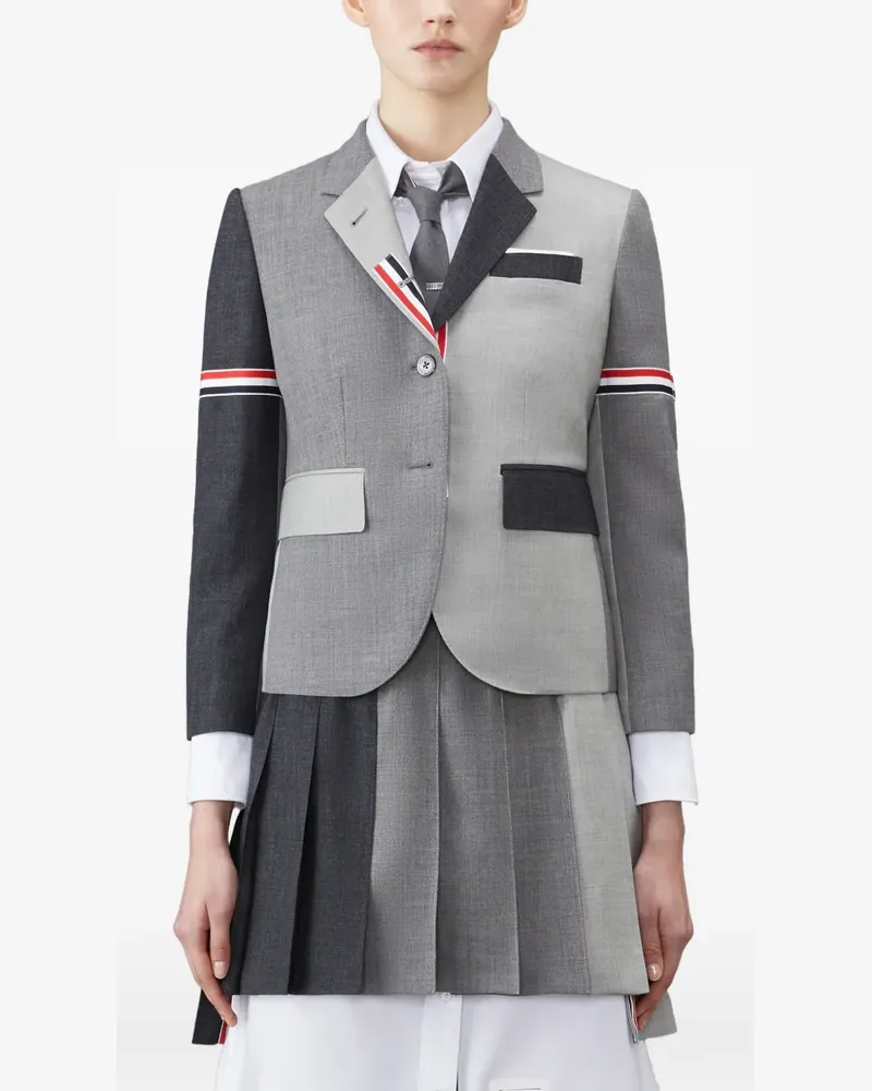 Thom Browne Funmix Wollmantel mit Fresko - Grau Grau