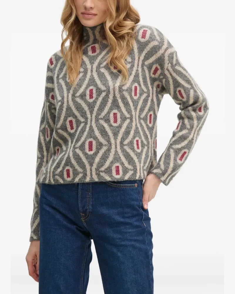 Benetton geometric-pattern roll-neck sweater - Grau Grau