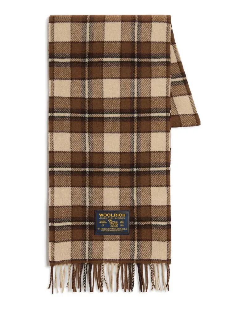 Woolrich Karierter Schal mit Fransensaum - Braun Braun
