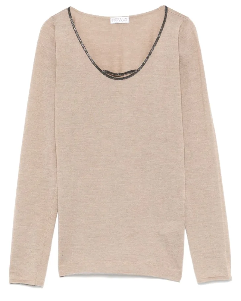 Brunello Cucinelli Top mit Perlenbesatz - Nude Nude