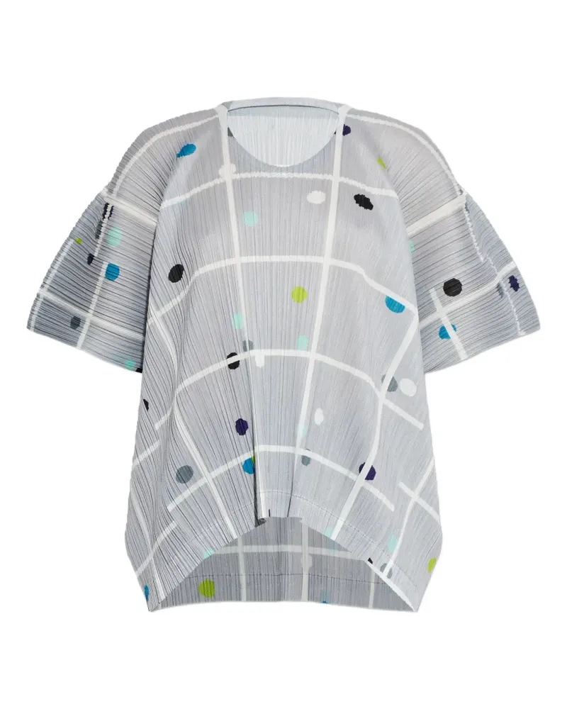 Issey Miyake grid pleated blouse - Grau Grau