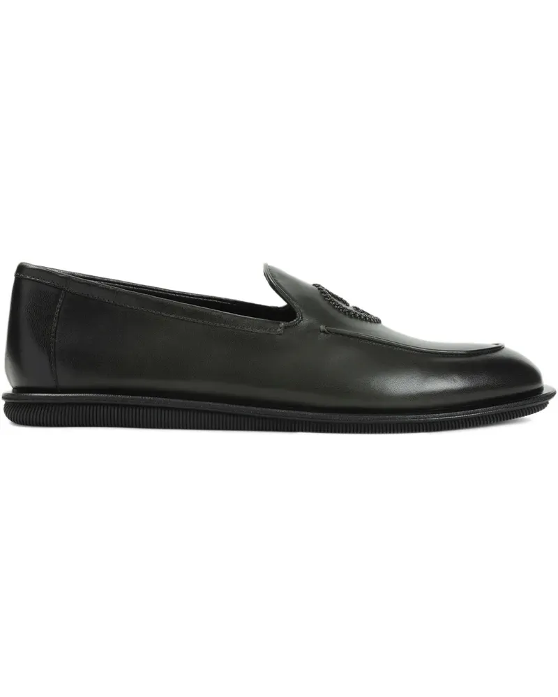 Giorgio Armani logo-appliqué leather loafers - Schwarz Schwarz