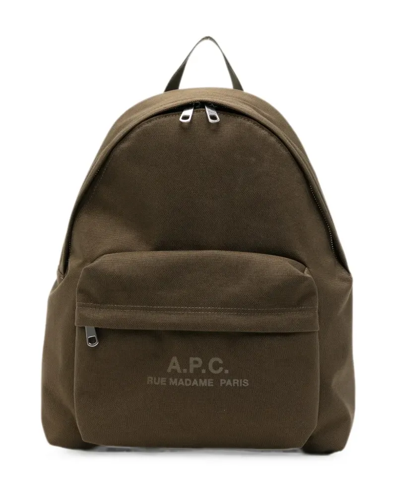 A.P.C. logo-print backpack - Grün Grün