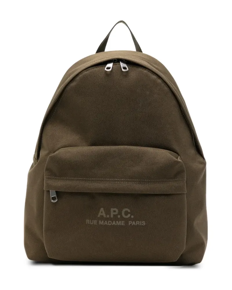 A.P.C. logo-print backpack - Grün Grün