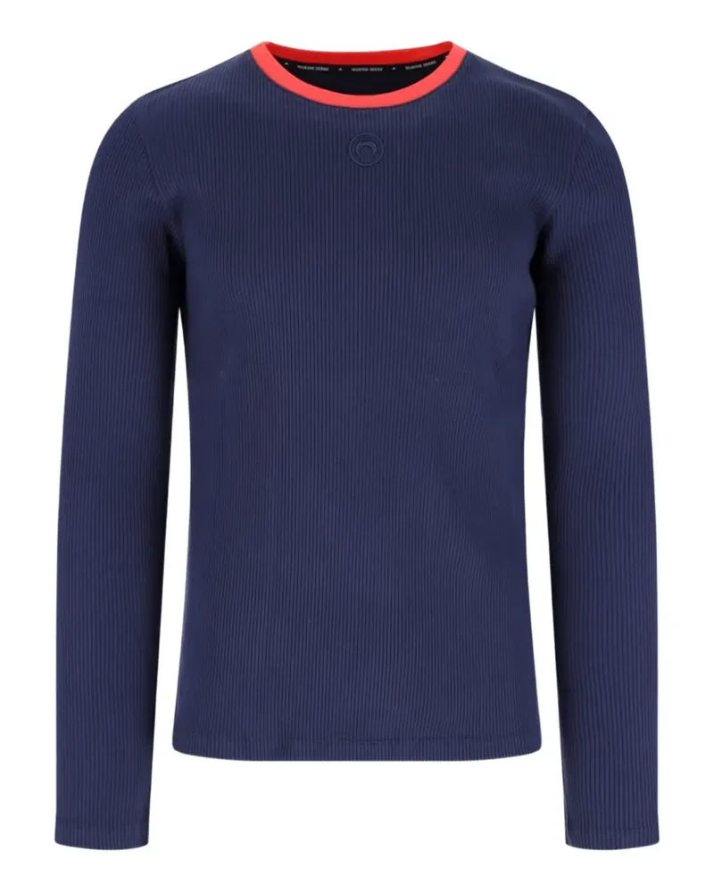 Marine Serre Geripptes Langarmshirt - Blau Blau