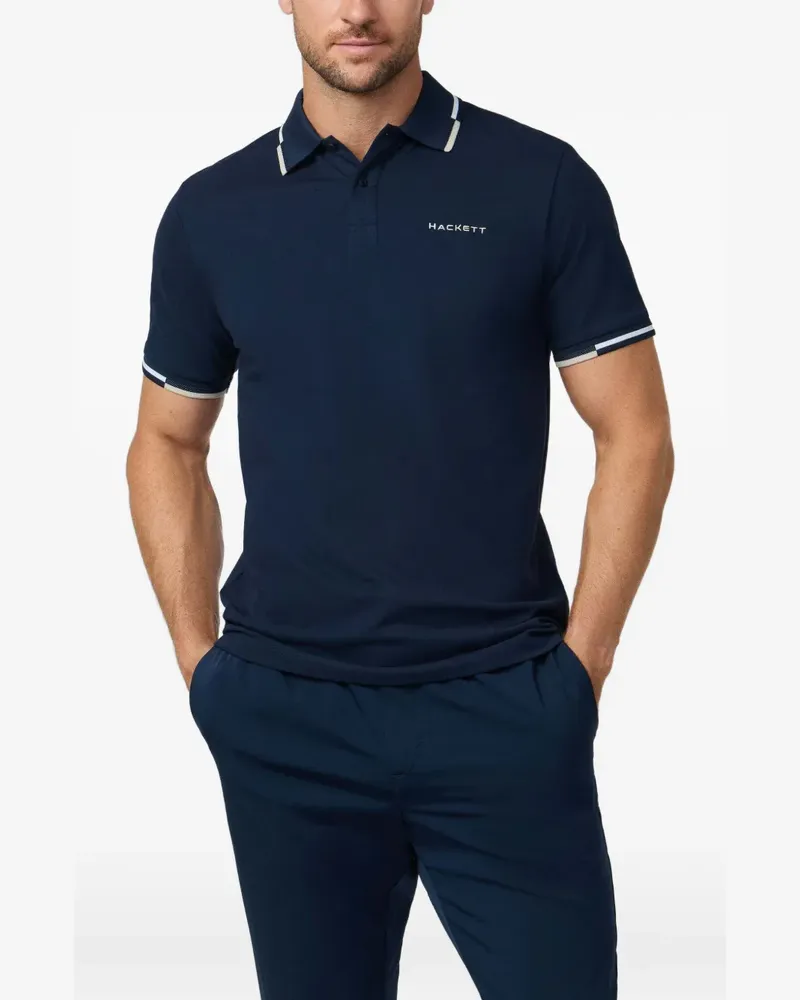 Hackett Poloshirt mit Jacquard-Detail - Blau Blau