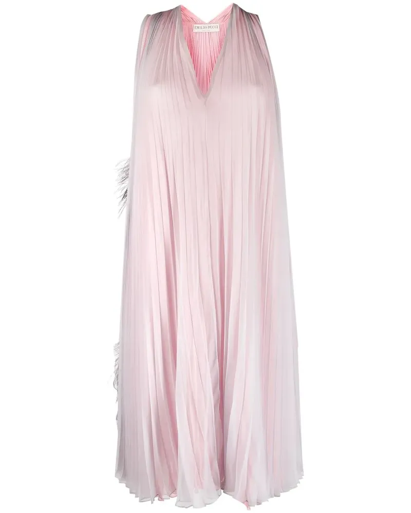 Emilio Pucci Seidenkleid mit Federn - Rosa Rosa