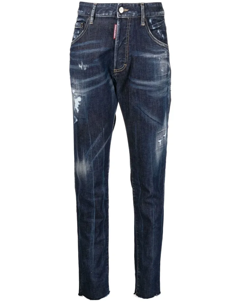Dsquared2 Halbhohe Dan Skinny-Jeans - Blau Blau