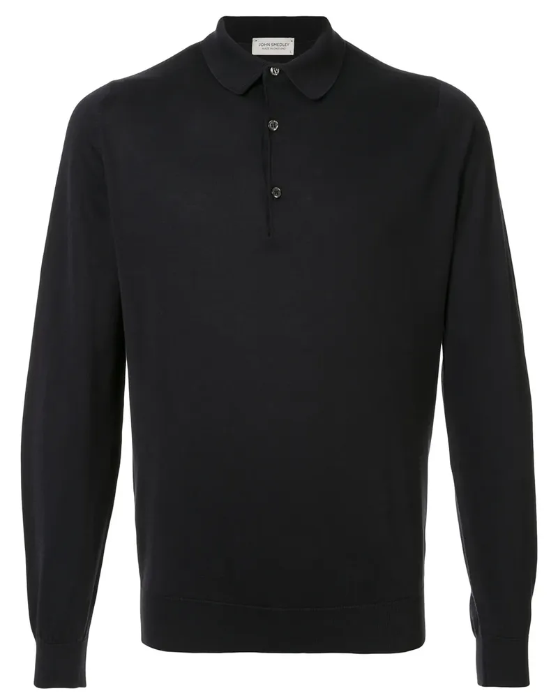 John Smedley Poloshirt mit langen Ärmeln - Schwarz Schwarz