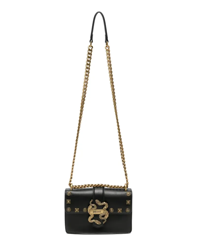 Just Cavalli Schultertasche mit Schlangen-Schild - Schwarz Schwarz