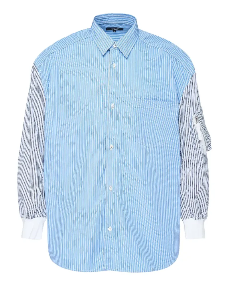 Comme des Garçons stripe-print zip-pocket shirt - Blau Blau