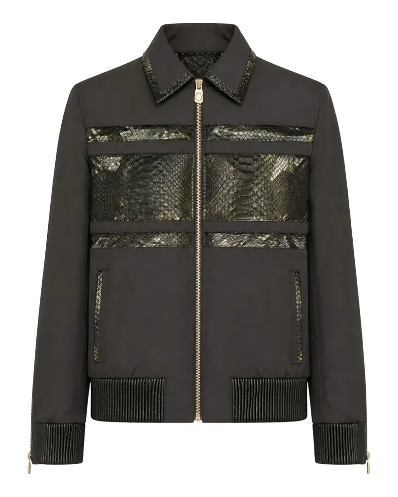 Billionaire python-inserts collared jacket - Schwarz Schwarz