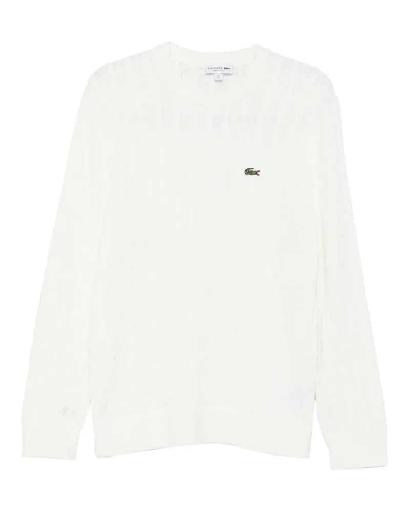 Lacoste cable-knit logo-patch sweater - Weiß Weiß