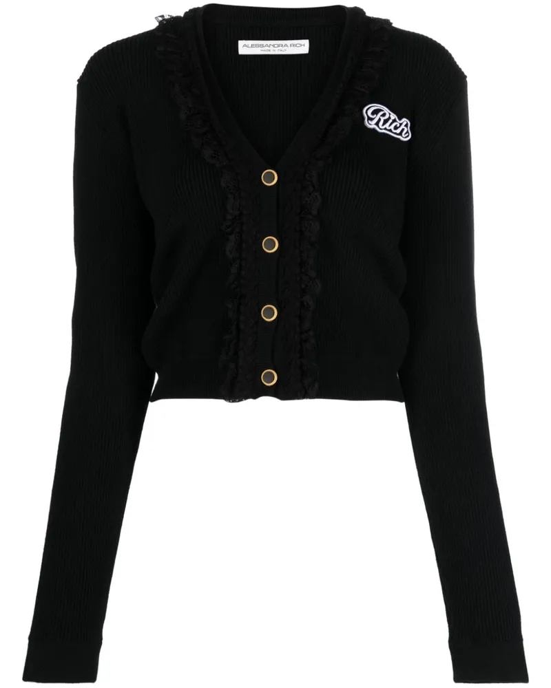 Alessandra Rich Gerippter Cardigan Schwarz