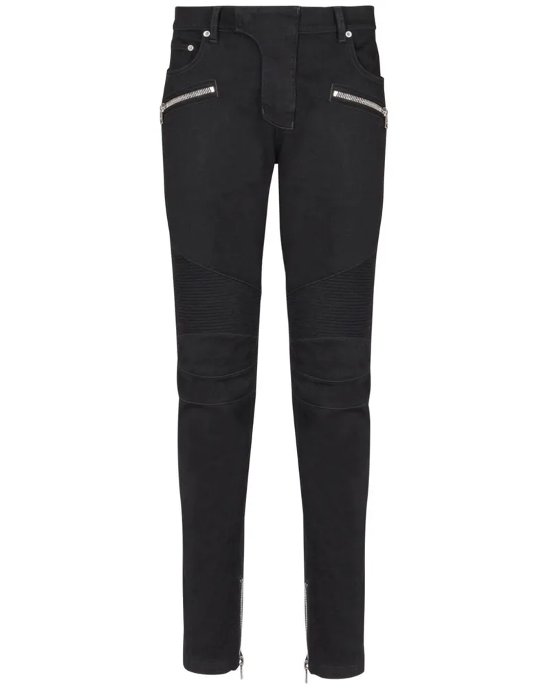 Balmain Schmale Bikerjeans - Schwarz Schwarz