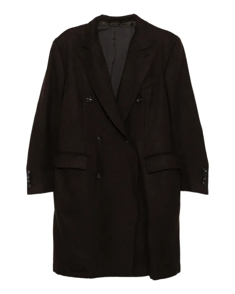 Brioni Doppelreihiger Spiga Mantel - Braun Braun