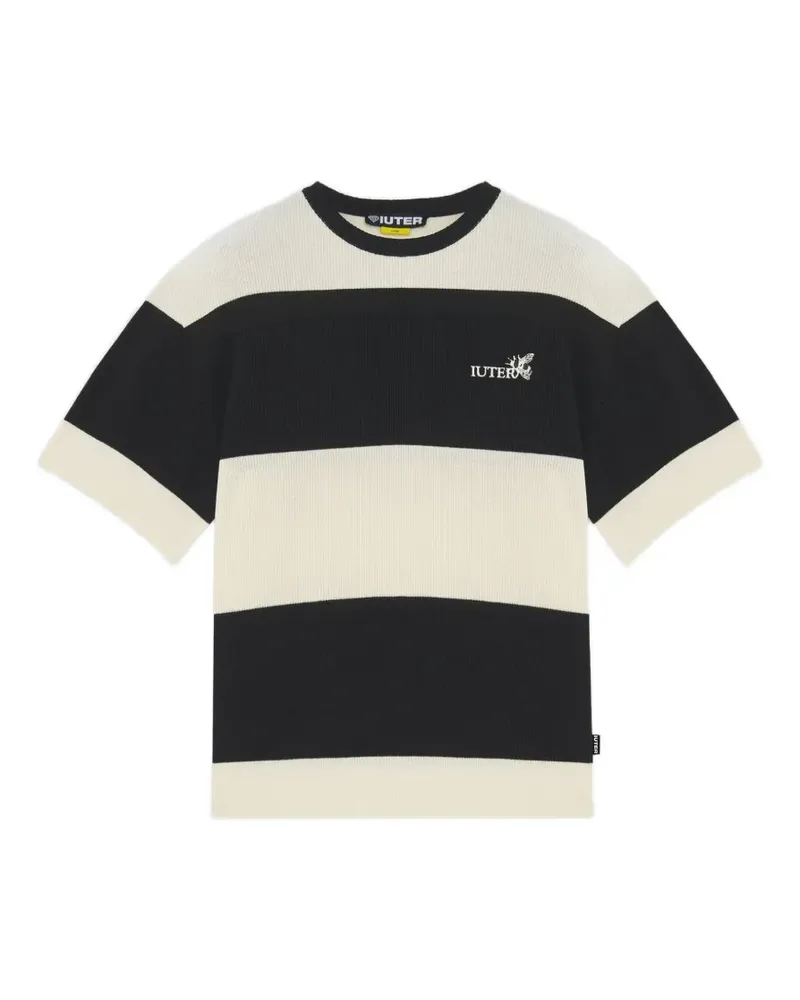 Iuter Gestricktes T-Shirt mit Streifen - Schwarz Schwarz