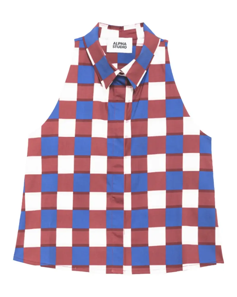 Alpha Studio checked collar top - Rot Rot