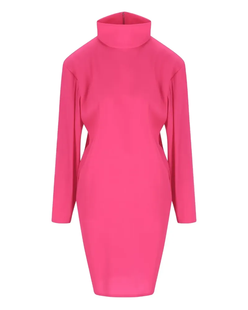 Saint Laurent Midikleid mit Stehkragen - Rosa Rosa