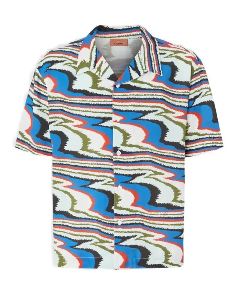 Missoni Bowlinghemd aus Viskose mit Flammen-Print - Blau Blau