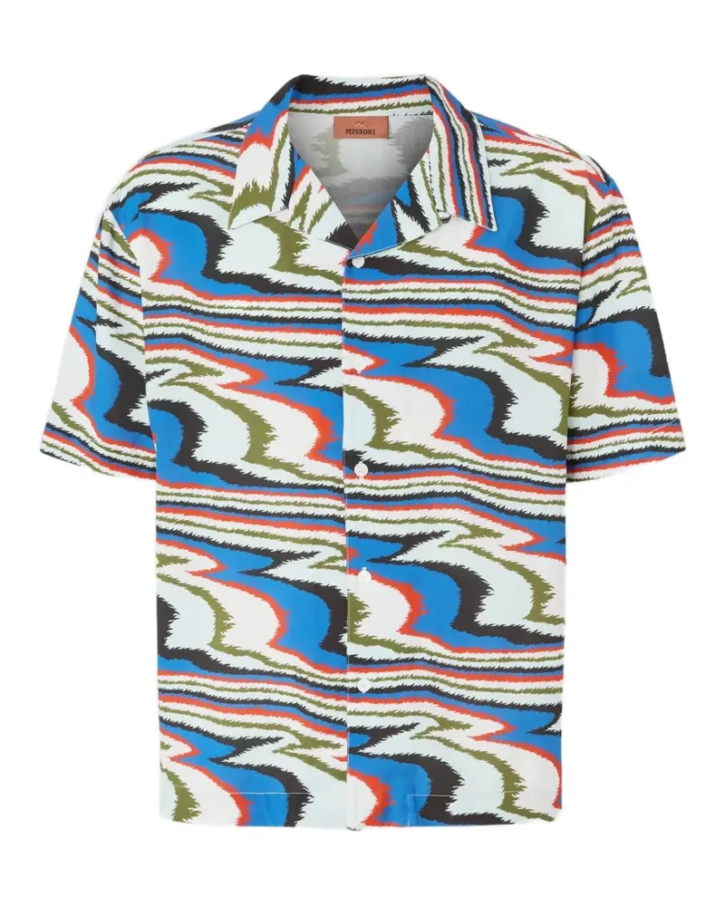 Missoni abstract-print short-sleeve shirt - Blau Blau