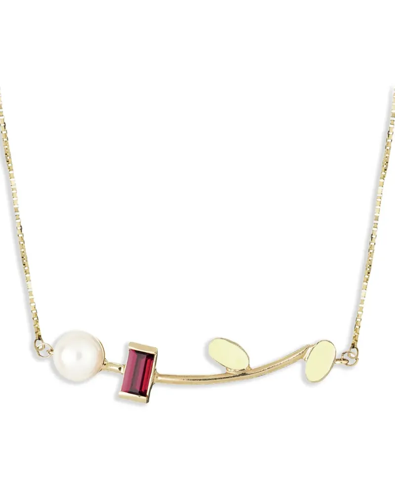 Aliita 18kt Petalos Gelbgoldhalskette mit Zitrin und Perle Gold