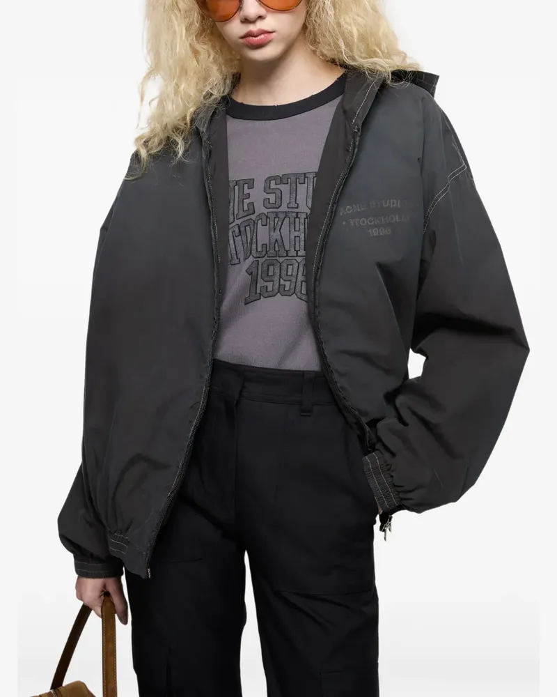 Acne Studios logo-print zip-up hoodie - Schwarz Schwarz