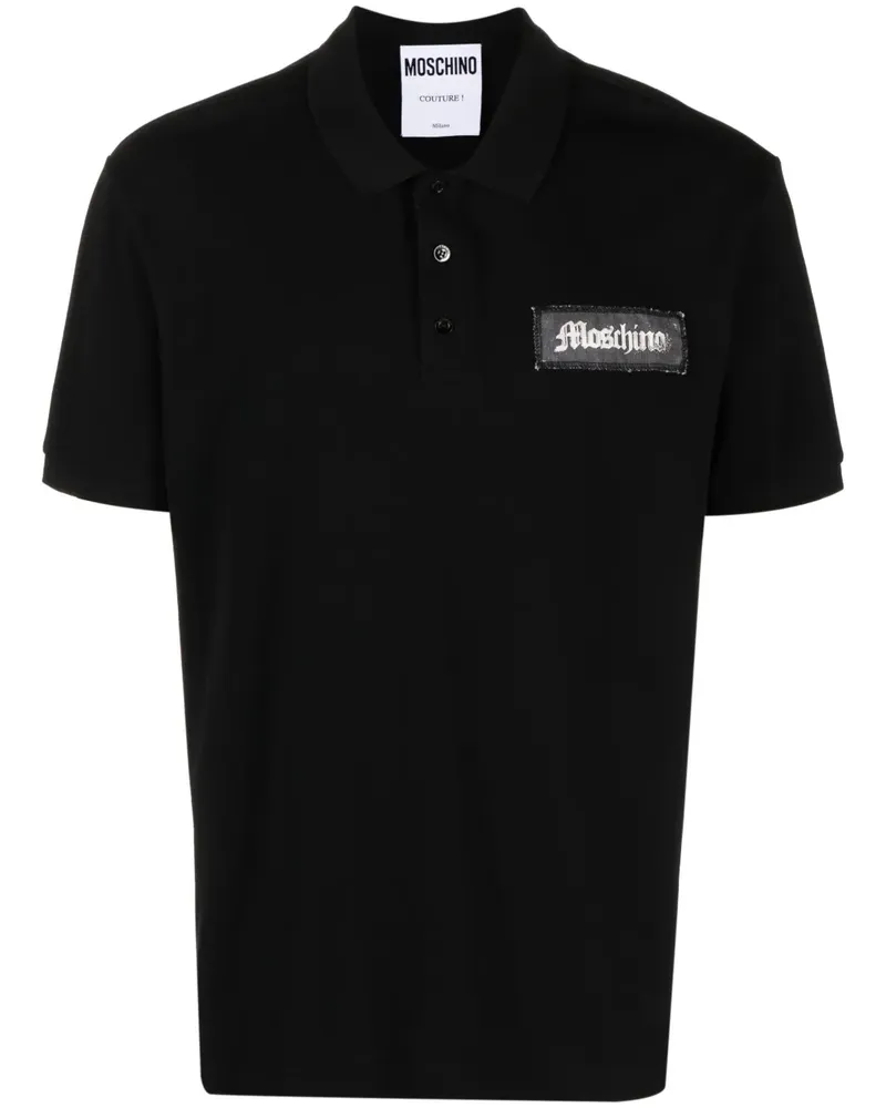 Moschino Poloshirt mit Logo-Patch - Schwarz Schwarz