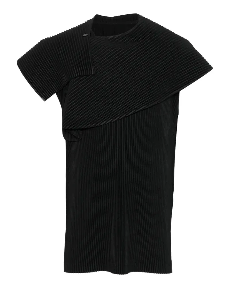 Issey Miyake T-Shirt mit Falten - Schwarz Schwarz
