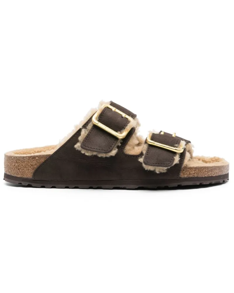 Birkenstock Arizona Pantoletten mit Shearling-Futter - Braun Braun