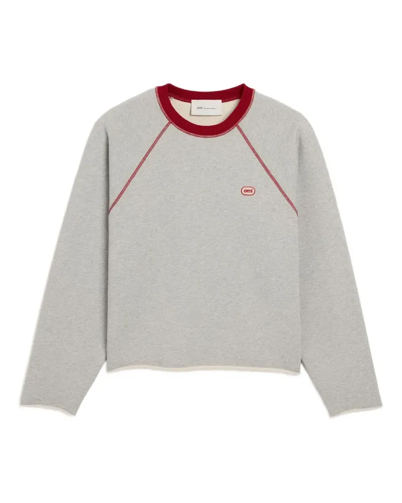 AMI Paris Sweatshirt mit Kontrastnähten und Raglanärmel - Grau Grau