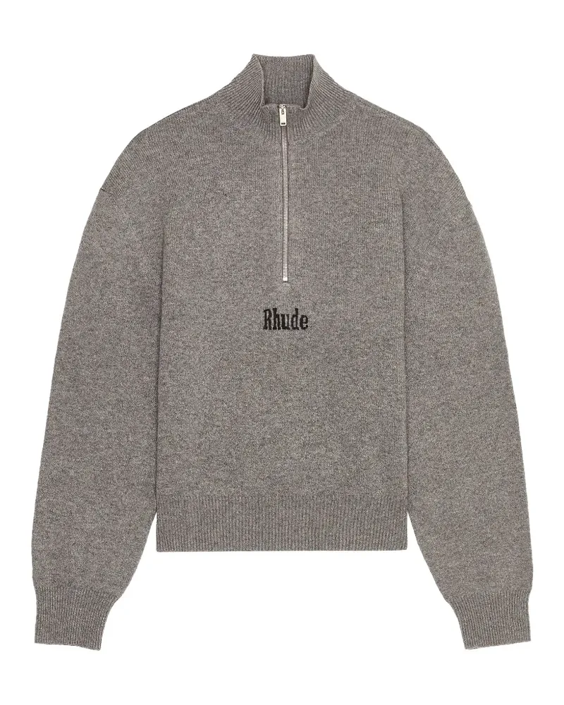 RHUDE quarter-zip logo-embroidered sweater - Grau Grau